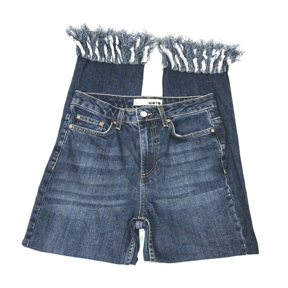 Topshop Denim - Topshop Moto Fringe Jeans 26 Dark Indigo Straight